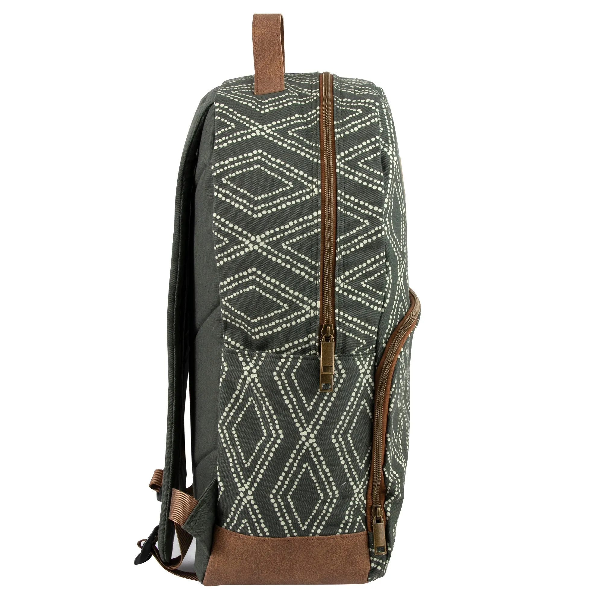 17-Inch Cotton Printed Diamond Backpack w Laptop Section - 2 Colors