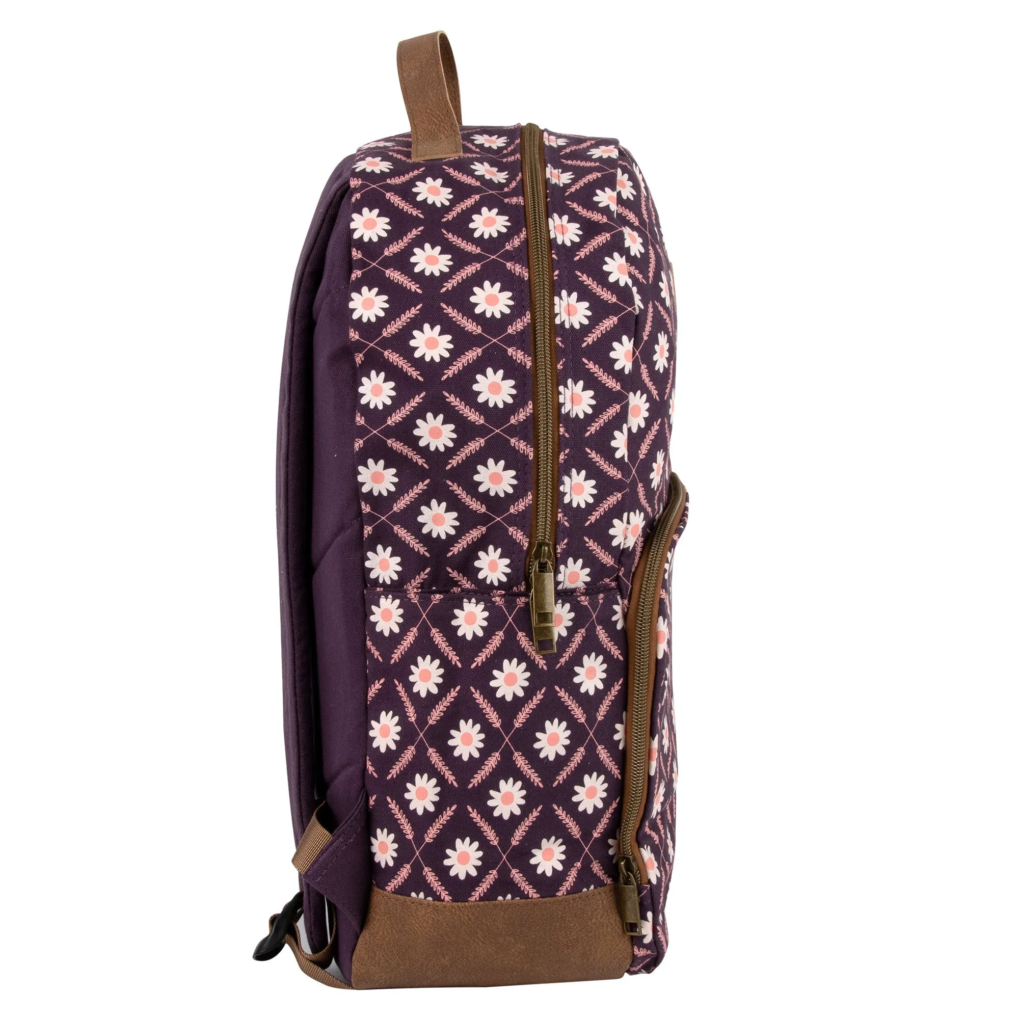 17-Inch Cotton Printed Diamond Backpack w Laptop Section - 2 Colors