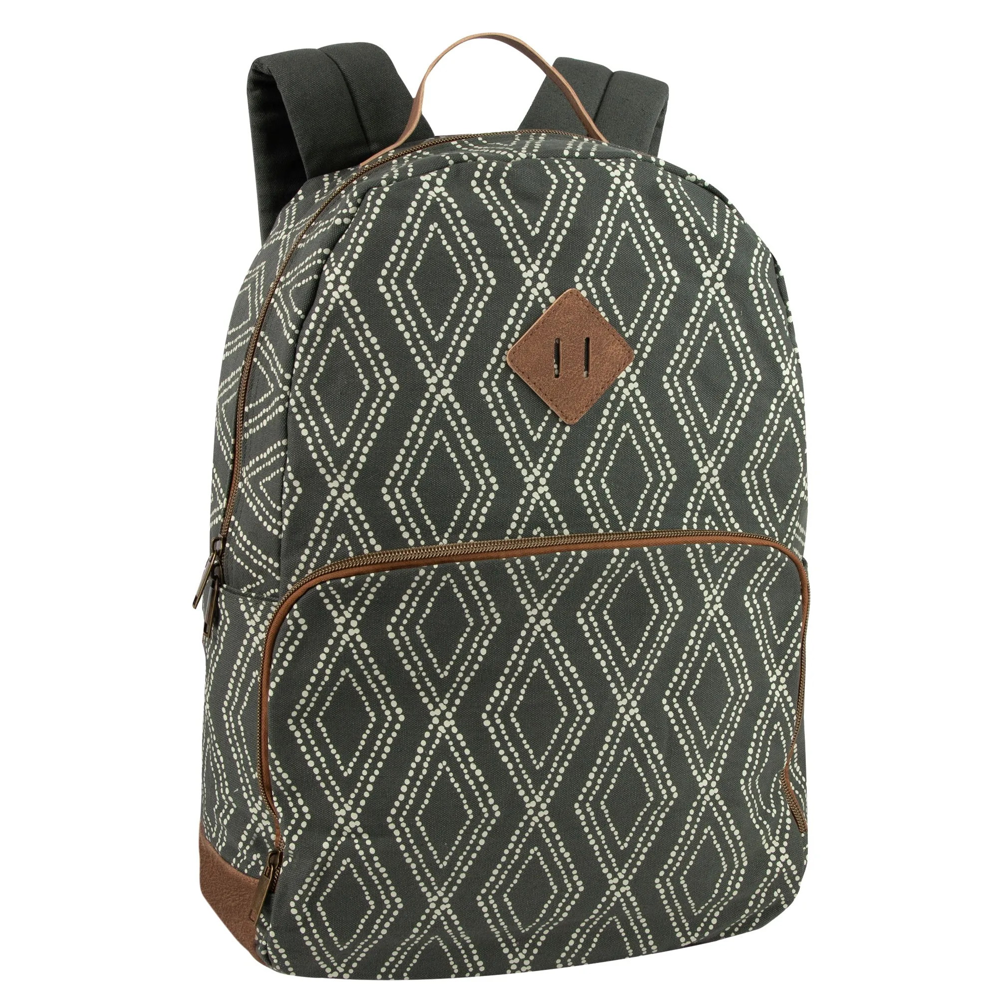 17-Inch Cotton Printed Diamond Backpack w Laptop Section - 2 Colors