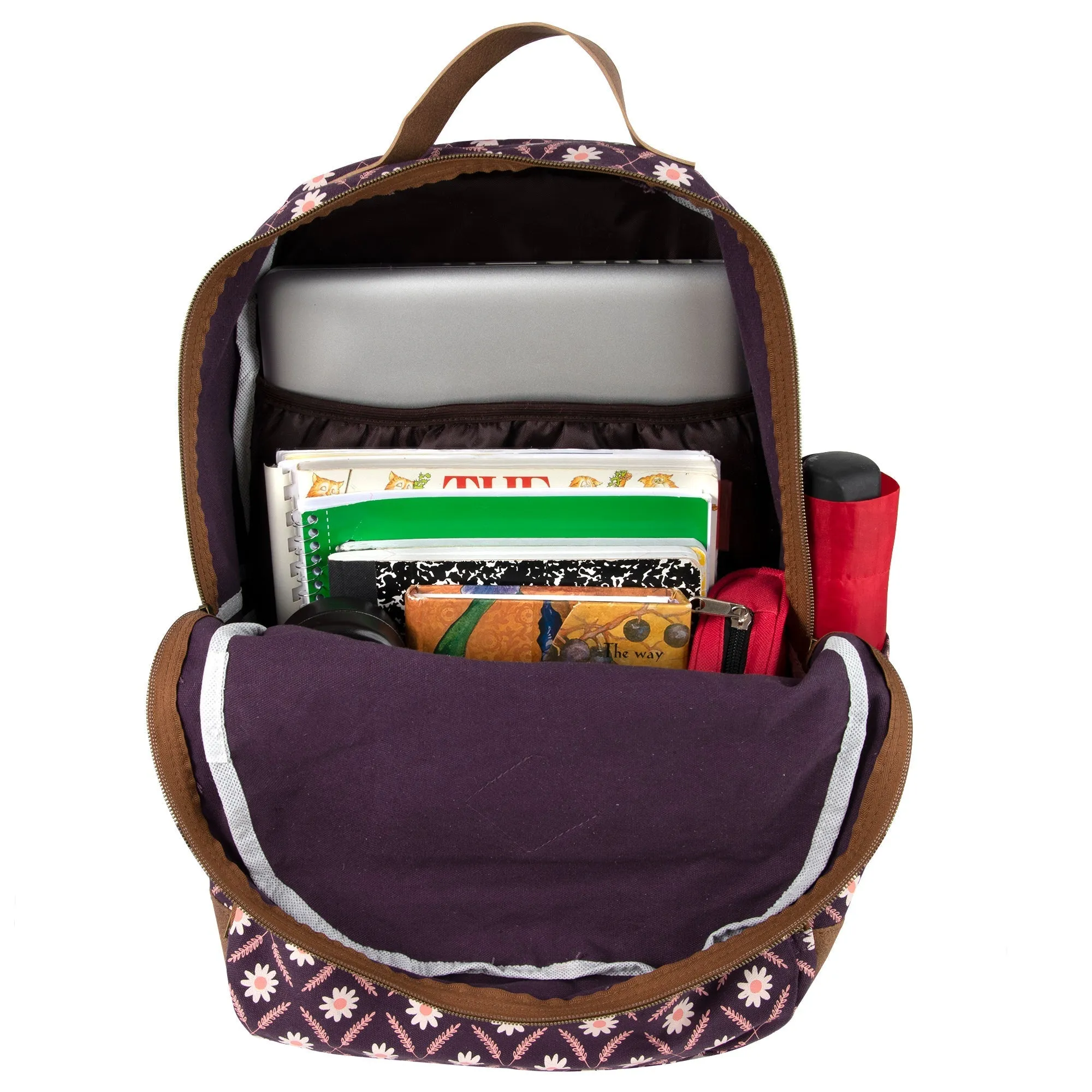 17-Inch Cotton Printed Diamond Backpack w Laptop Section - 2 Colors