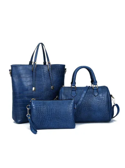 3Pcs Luxury Alligator Crocodile Leather Handbag