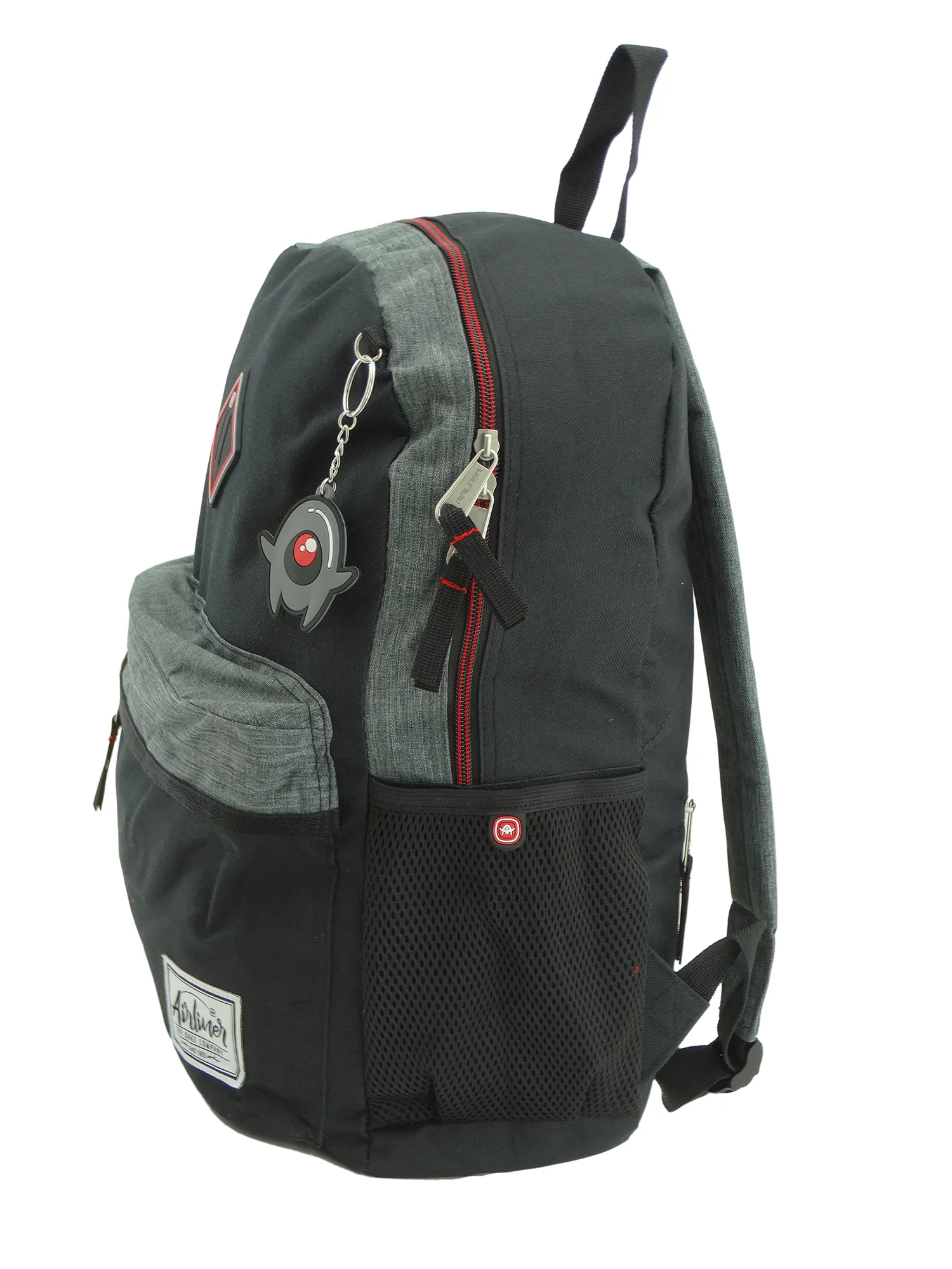 668161, Airliner, Backpack w/Laptop Sleeve - Black/Grey