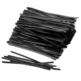 Abeillo 1500 Metallic Twist Ties for Bags, 4 Inches Plastic Twist Ties Reusable Bread Ties Cord Twist Ties for Candy Bags, Coffee Bags, Cake Pops, Party Favor Treat Supplies (Black) Black