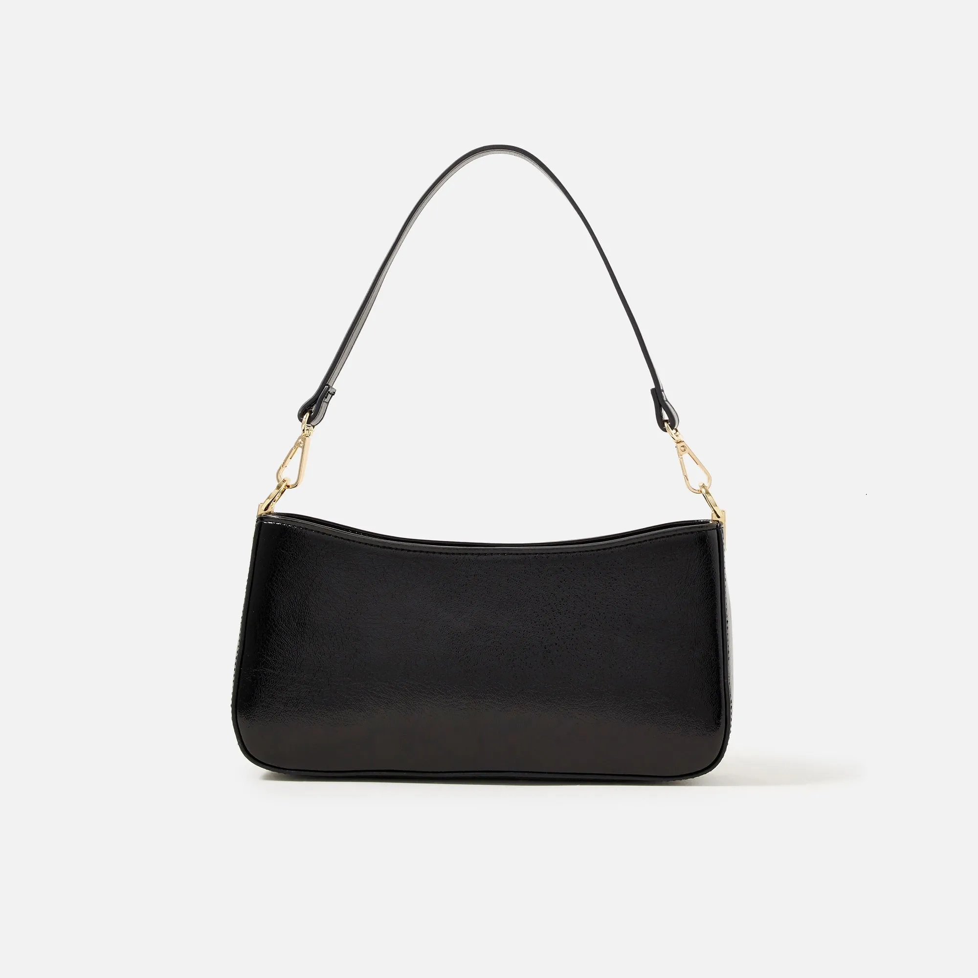 Accessorize London Women's Faux Leather Black Roxanne Shoulder Bag