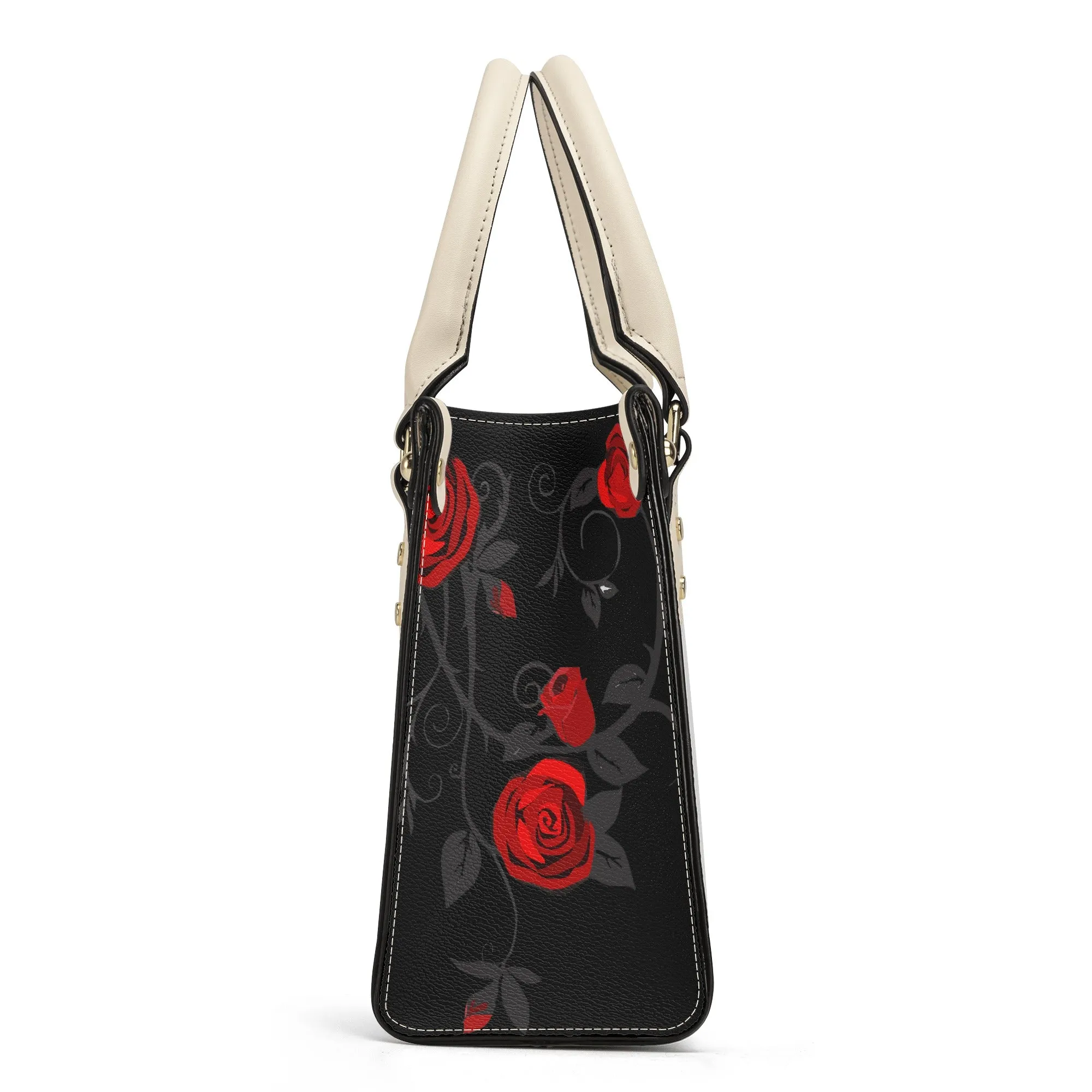 AM Luxury Roses PU Leather Tote Bag