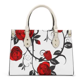 AM Luxury Roses PU Leather Tote Bag