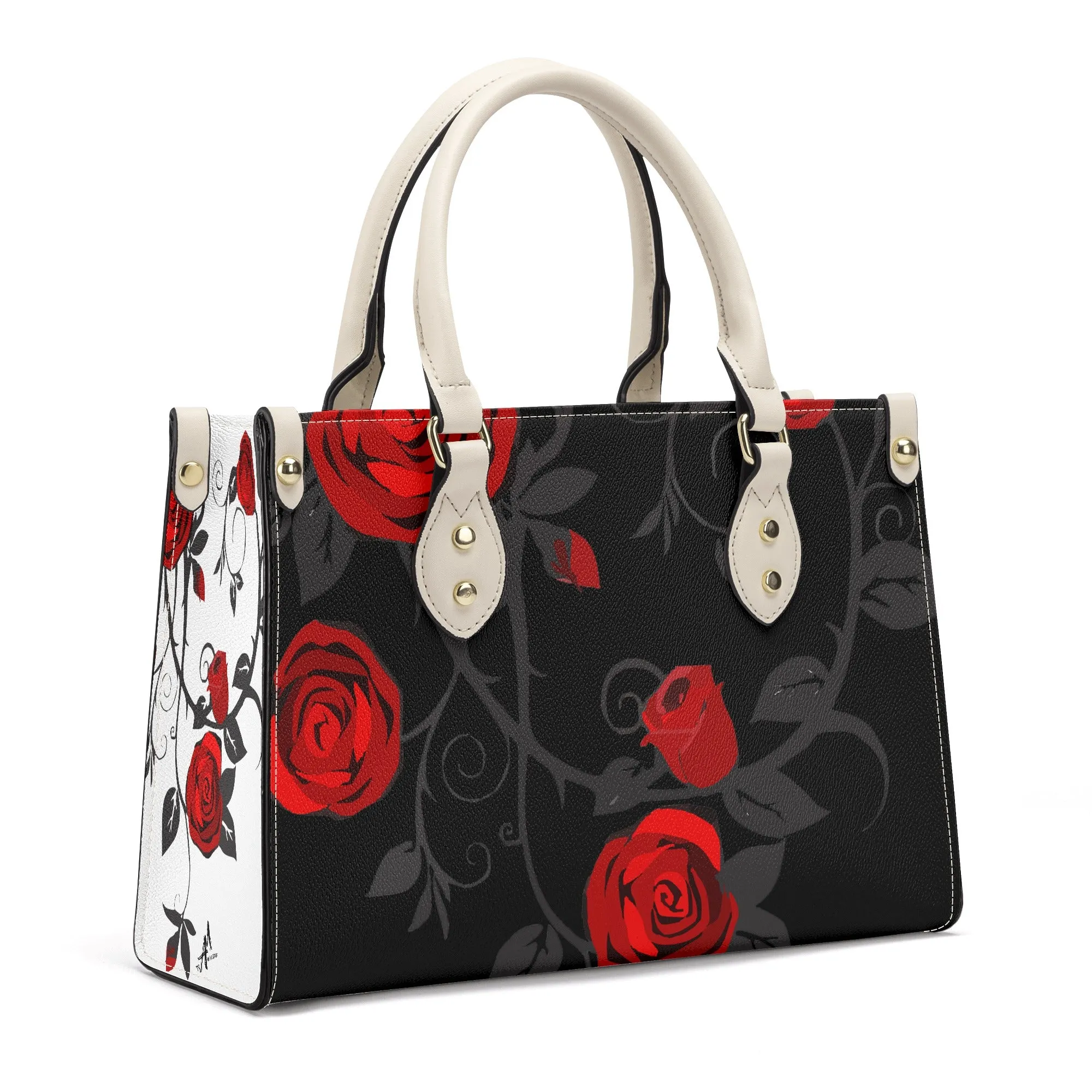 AM Luxury Roses PU Leather Tote Bag