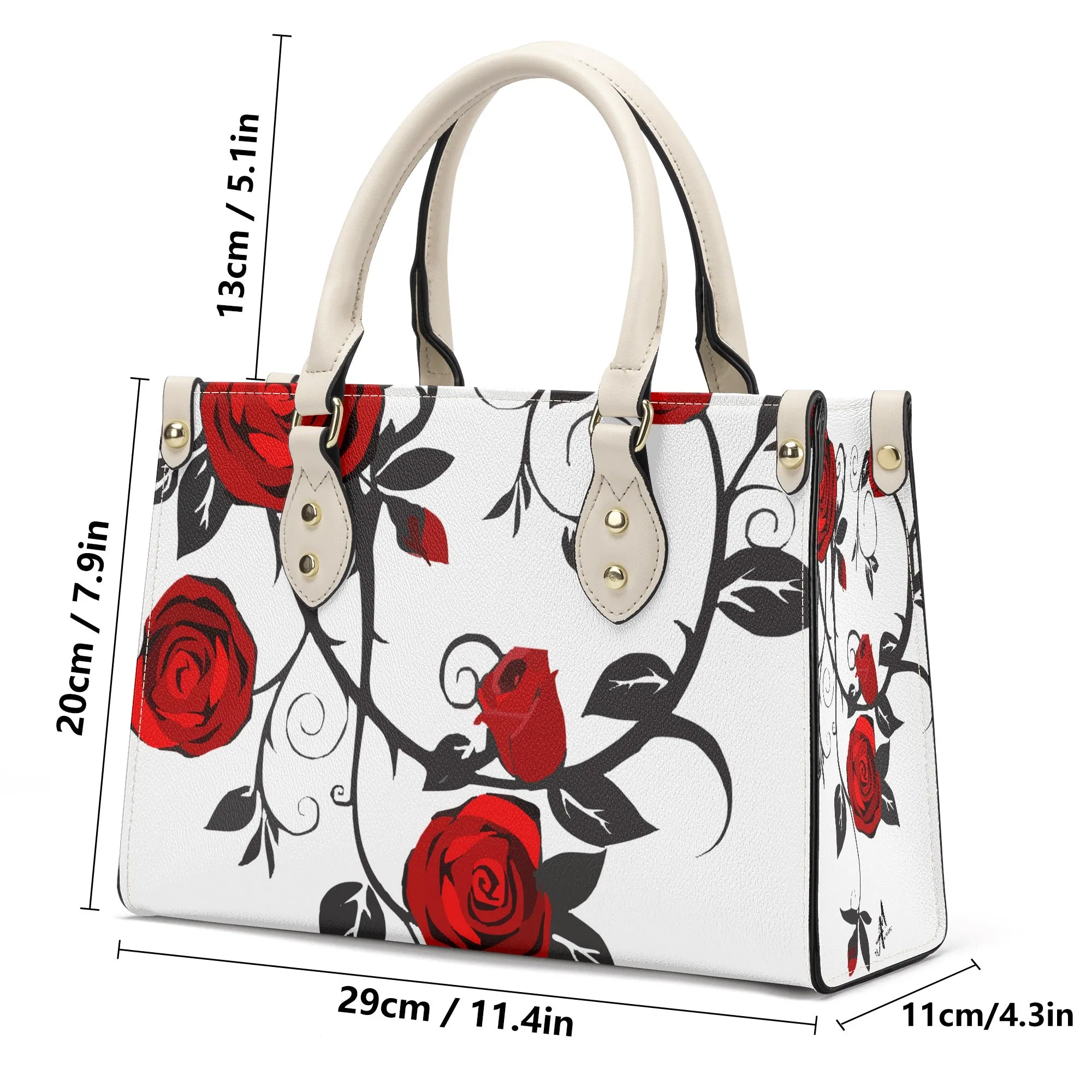 AM Luxury Roses PU Leather Tote Bag