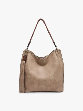 Amber Three Compartment Hobo Bag - Khaki