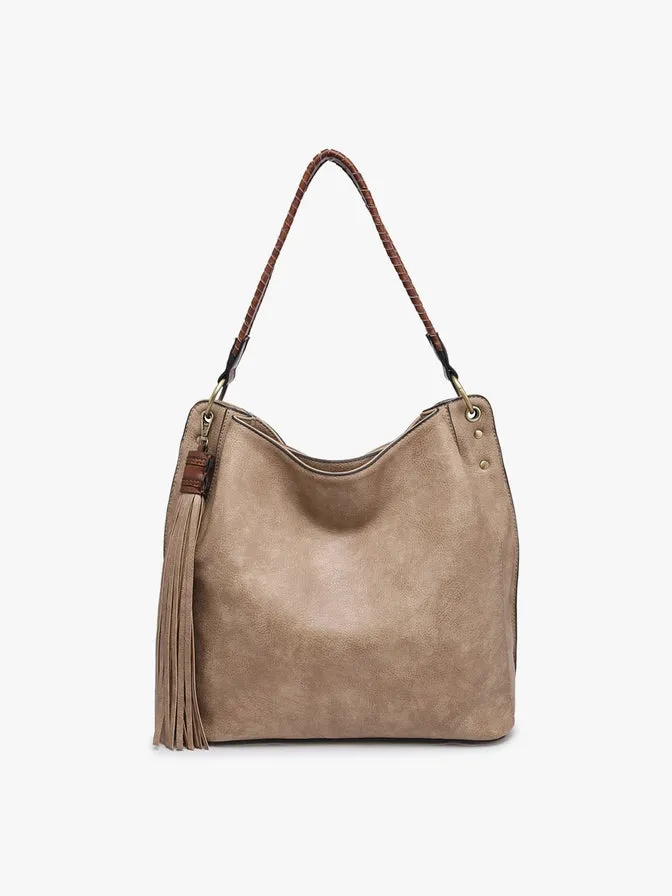 Amber Three Compartment Hobo Bag - Khaki