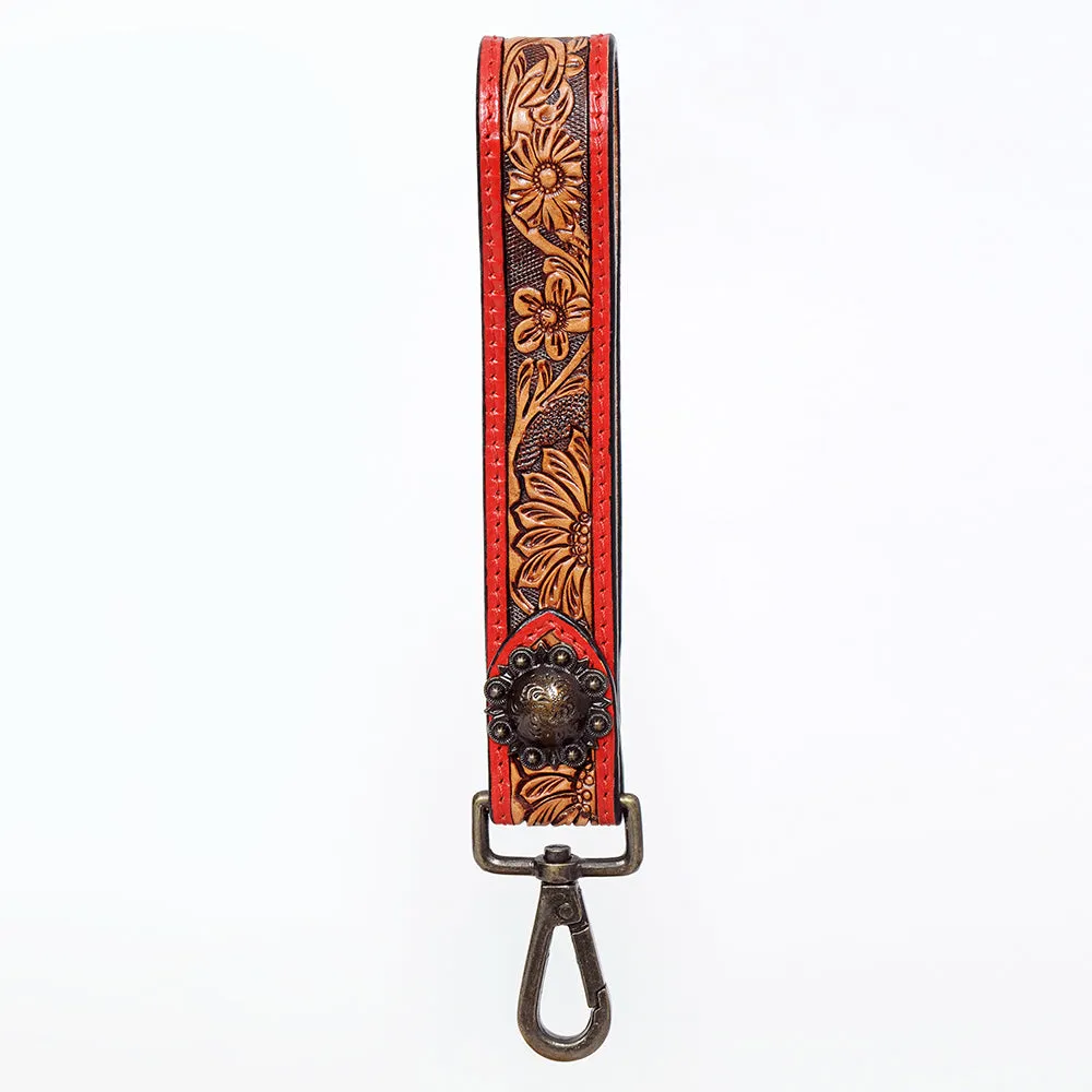 American Darling ADWSF103 Hand Tooled Genuine Leather Handle Strap For Wristlet Bags