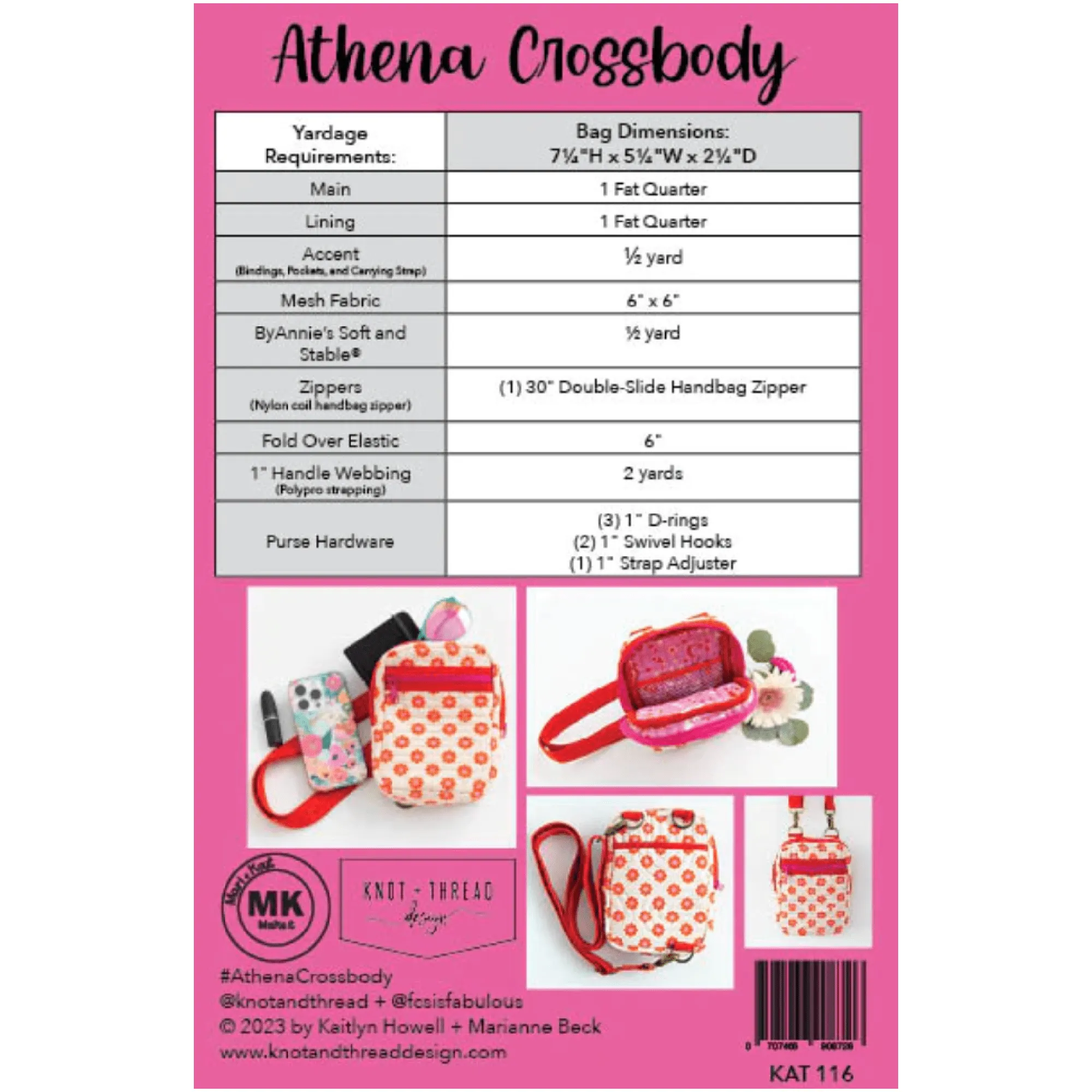 Athena Crossbody by Knot and Thread Designs Patterns (Printed Paper Pattern)
