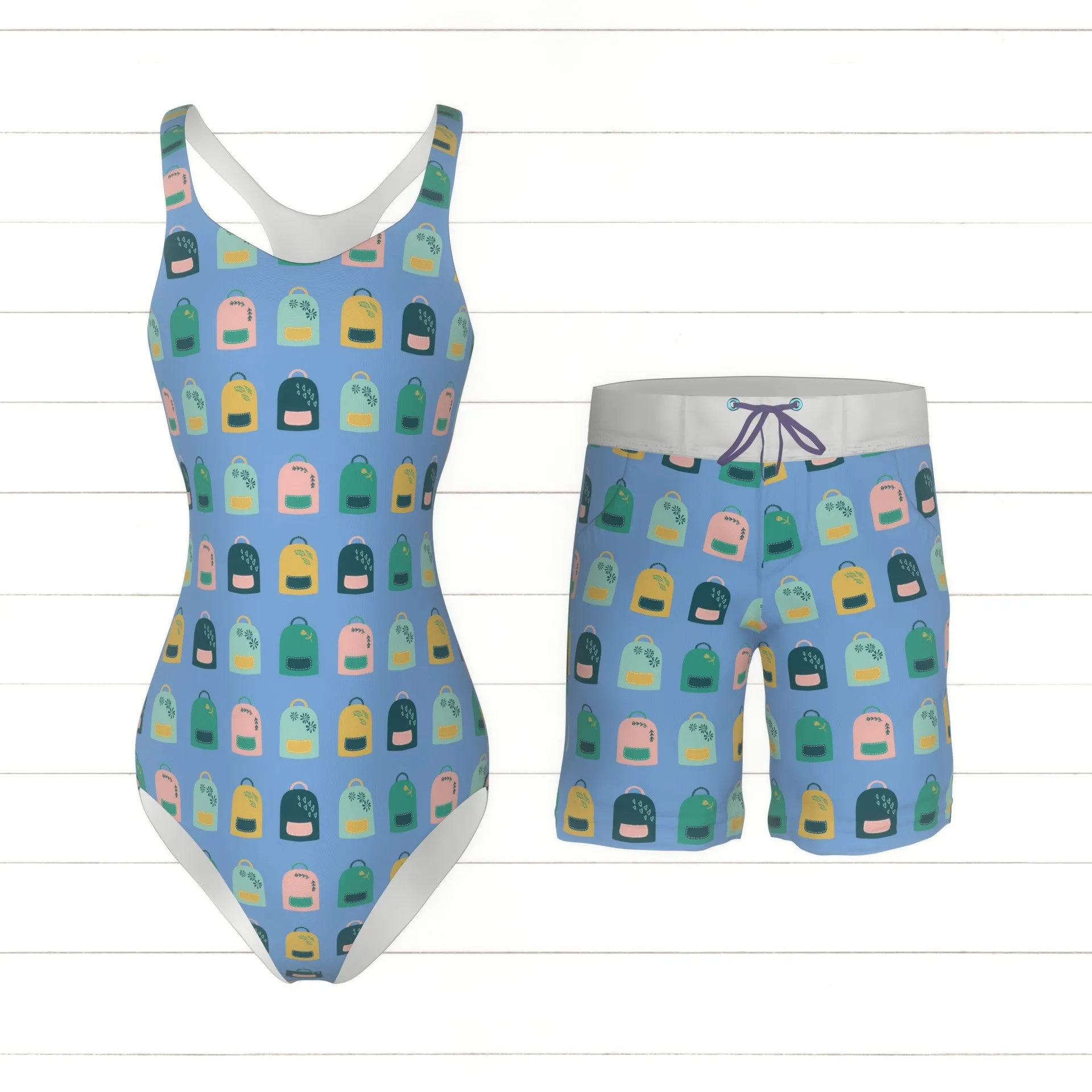 Backpacks - Cute rucksacks for back to school on mint blue (part of the "Off to school we go" collection)