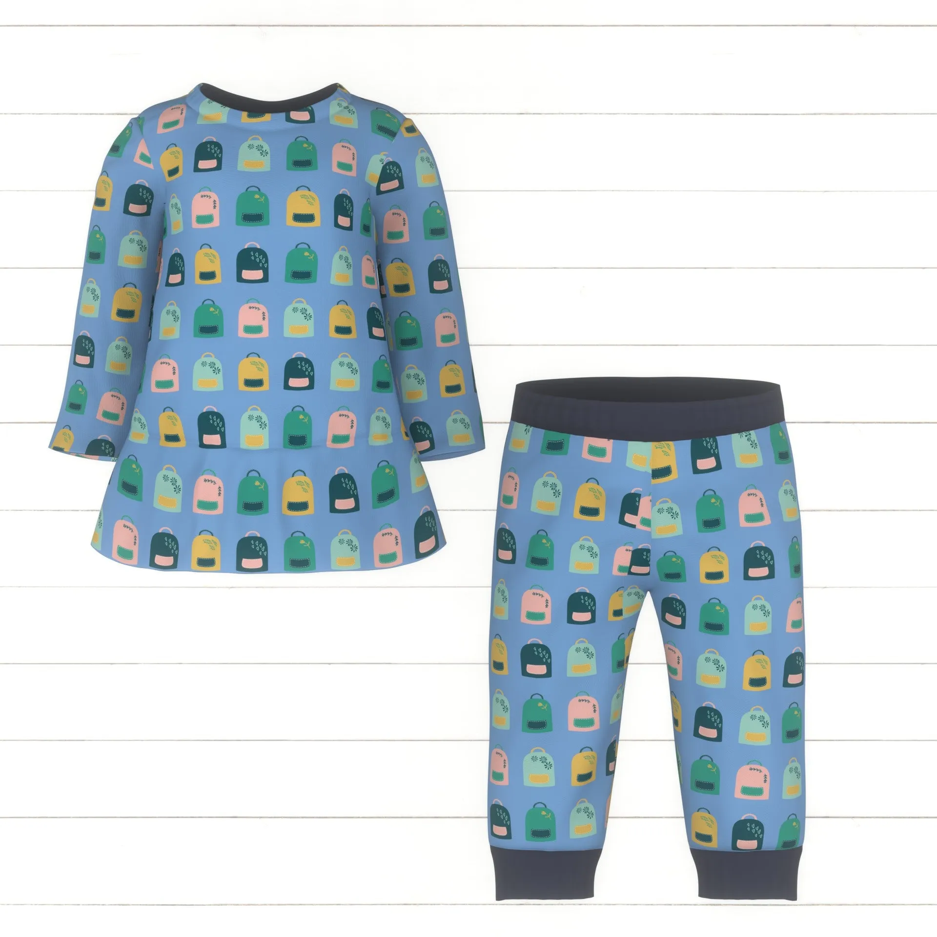 Backpacks - Cute rucksacks for back to school on mint blue (part of the "Off to school we go" collection)