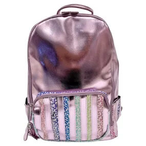 Bari Lynn Light Pink Leopard Stripe Backpack