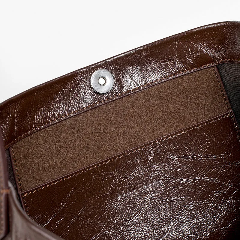 BeauToday Oil-axed Leather Large Capacity Casual Tote Bag for Women