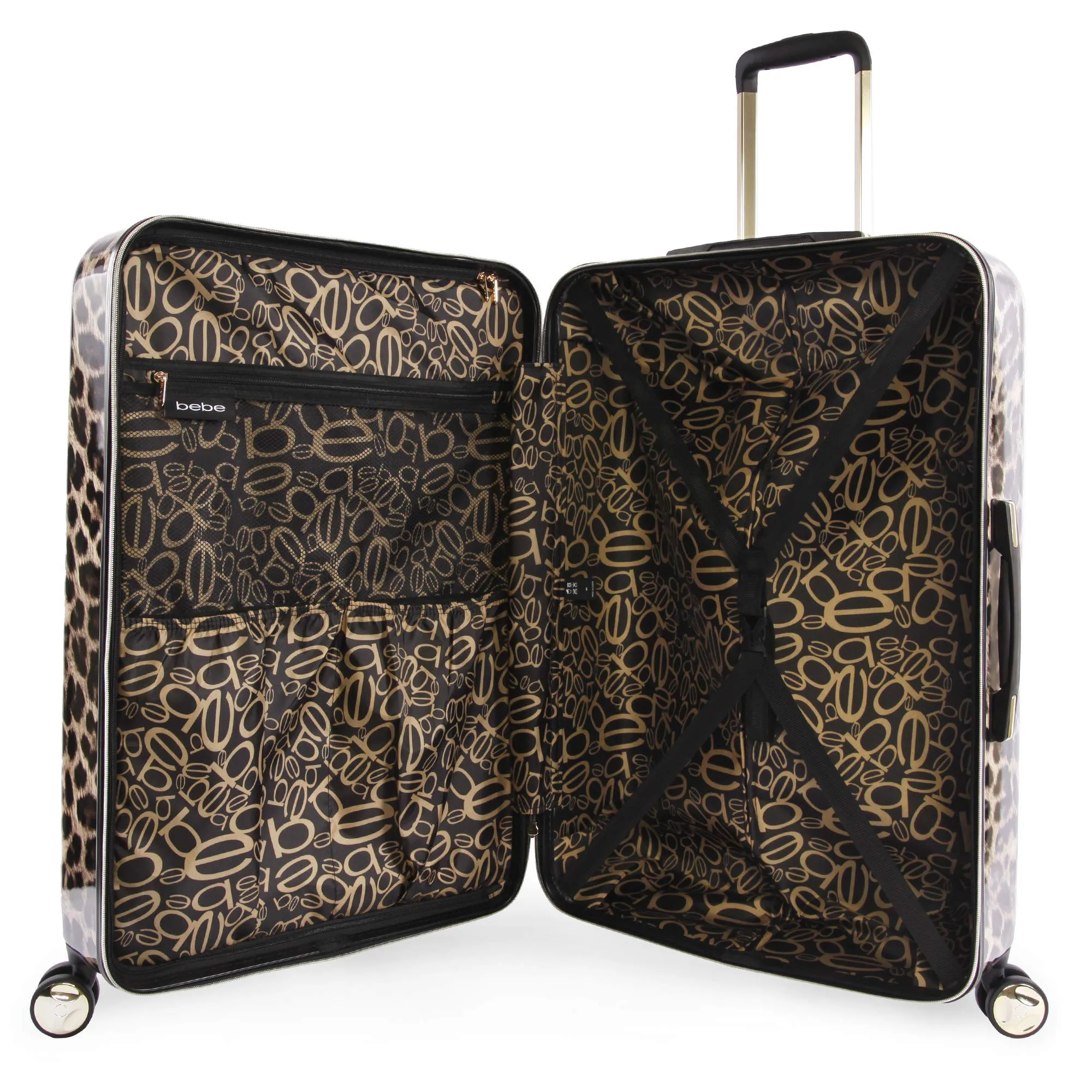 BEBE Women's Luggage Adriana 29" Hardside Check in Spinner, Leopard, One Size