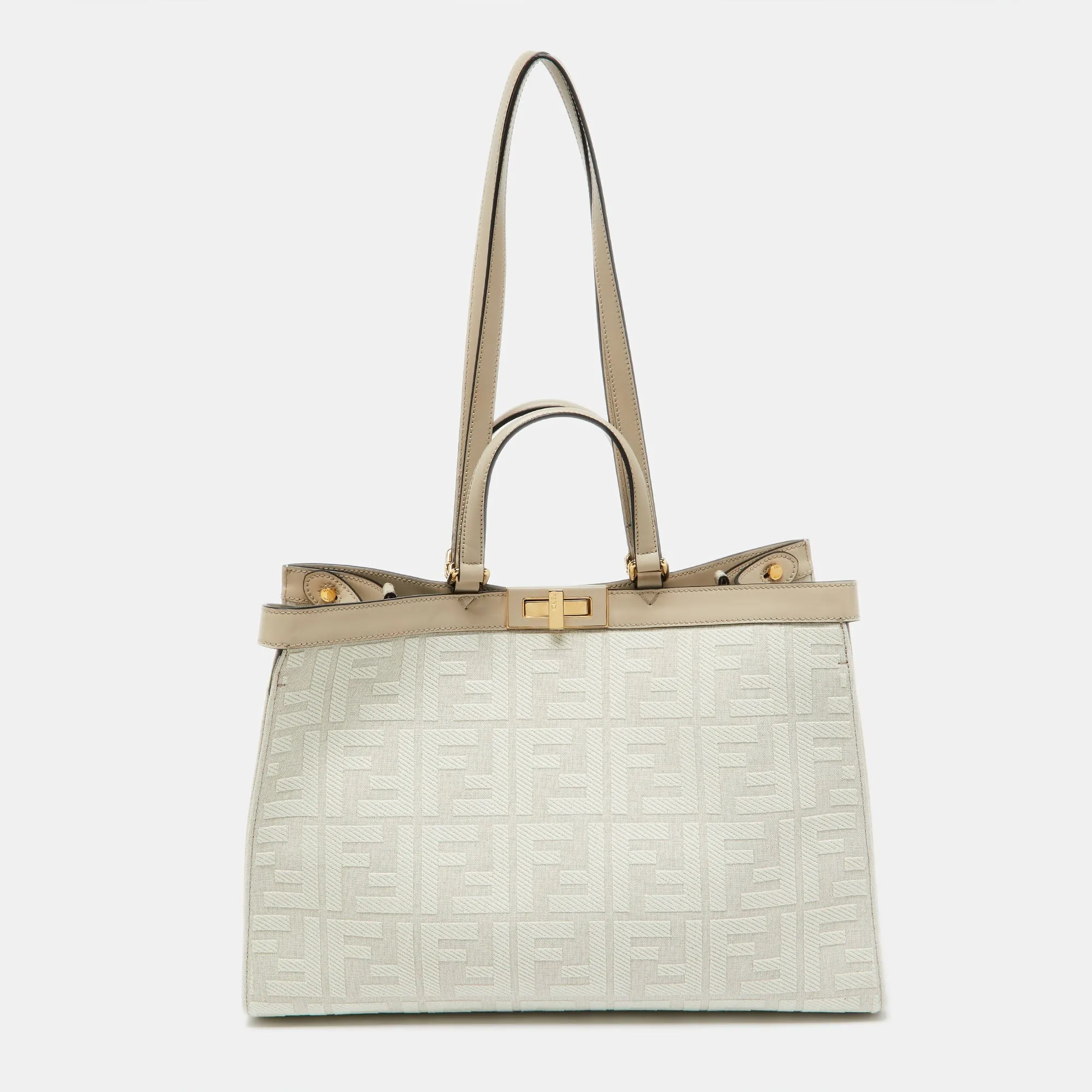 Beige Zucca Canvas and Leather Medium FF Peekaboo X Tote
