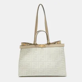 Beige Zucca Canvas and Leather Medium FF Peekaboo X Tote