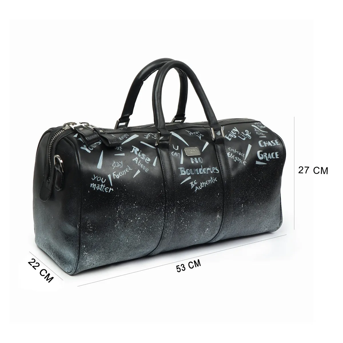 Black Handwritten Leather Duffle Bag By Brune & Bareskin