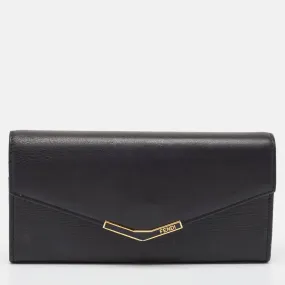 Black Leather 2Jours Continental Wallet