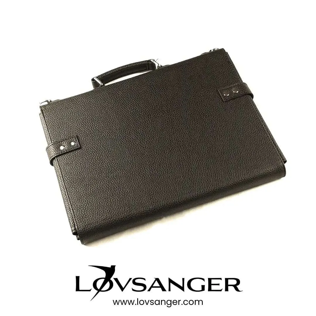 Black Vegan Leather Mobile Workstation Laptop Bag