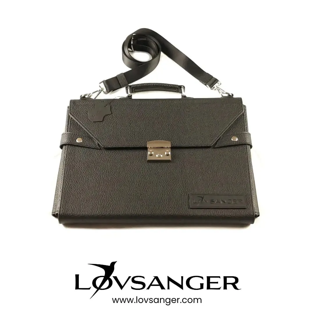 Black Vegan Leather Mobile Workstation Laptop Bag