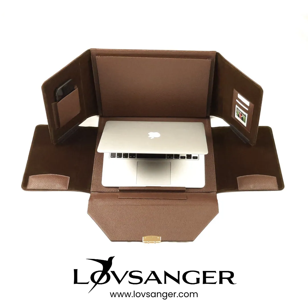 Black Vegan Leather Mobile Workstation Laptop Bag