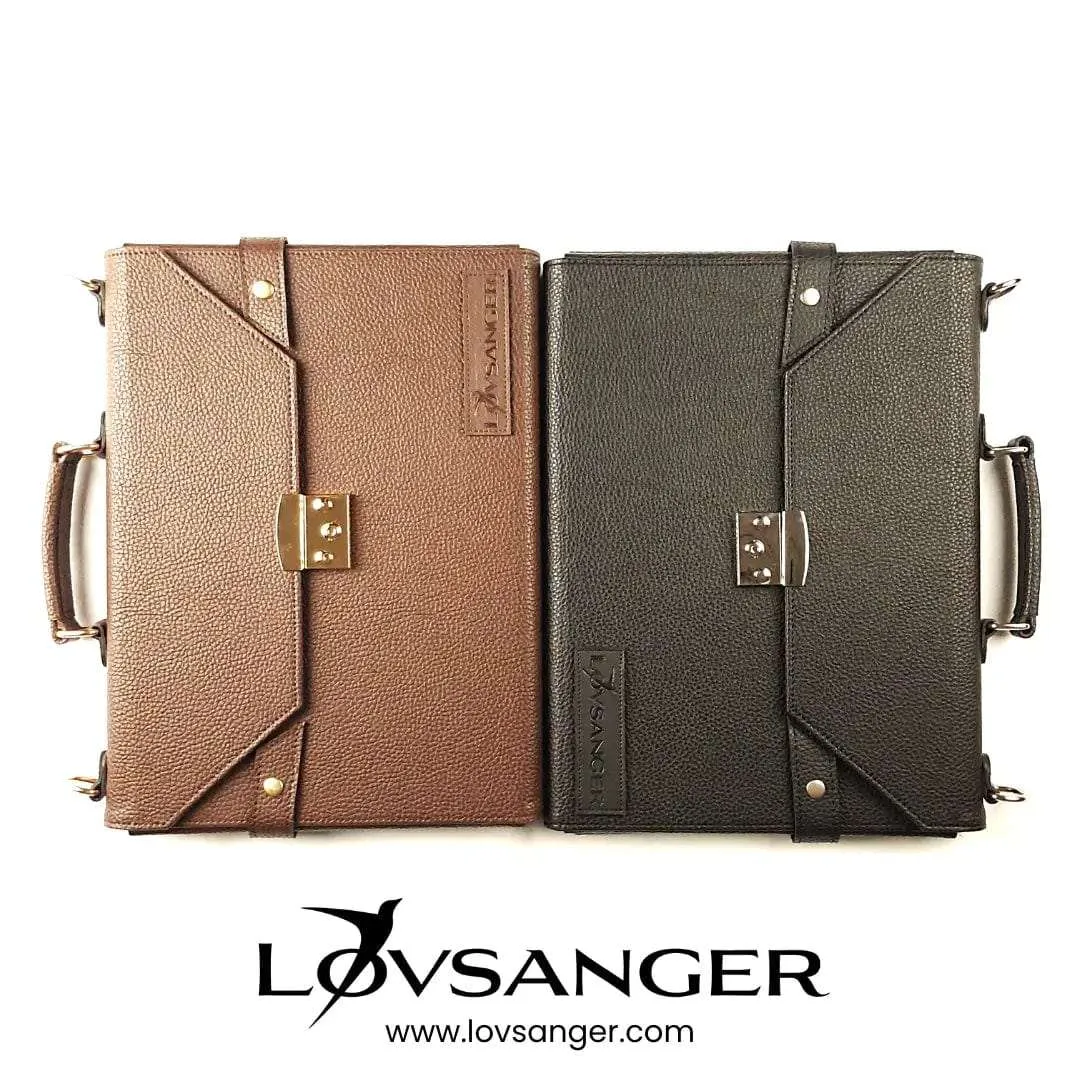 Black Vegan Leather Mobile Workstation Laptop Bag