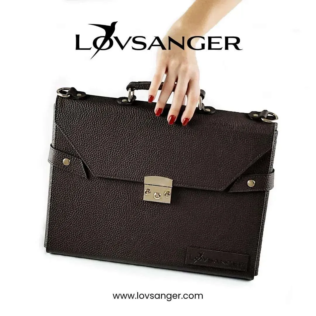 Black Vegan Leather Mobile Workstation Laptop Bag