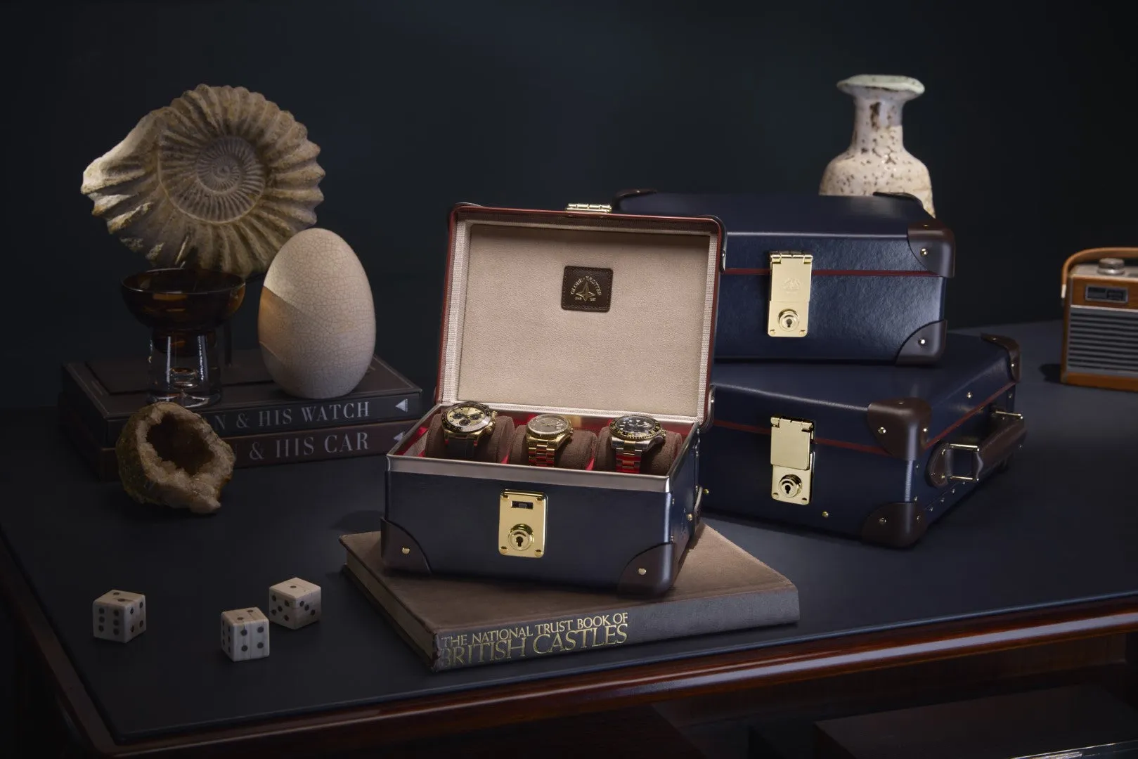 Centenary · 6-Slot Watch Case | Navy/Cocoa
