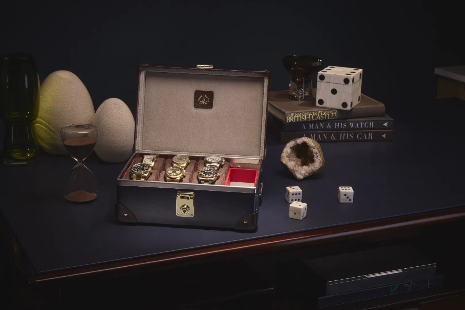 Centenary · 6-Slot Watch Case | Navy/Cocoa