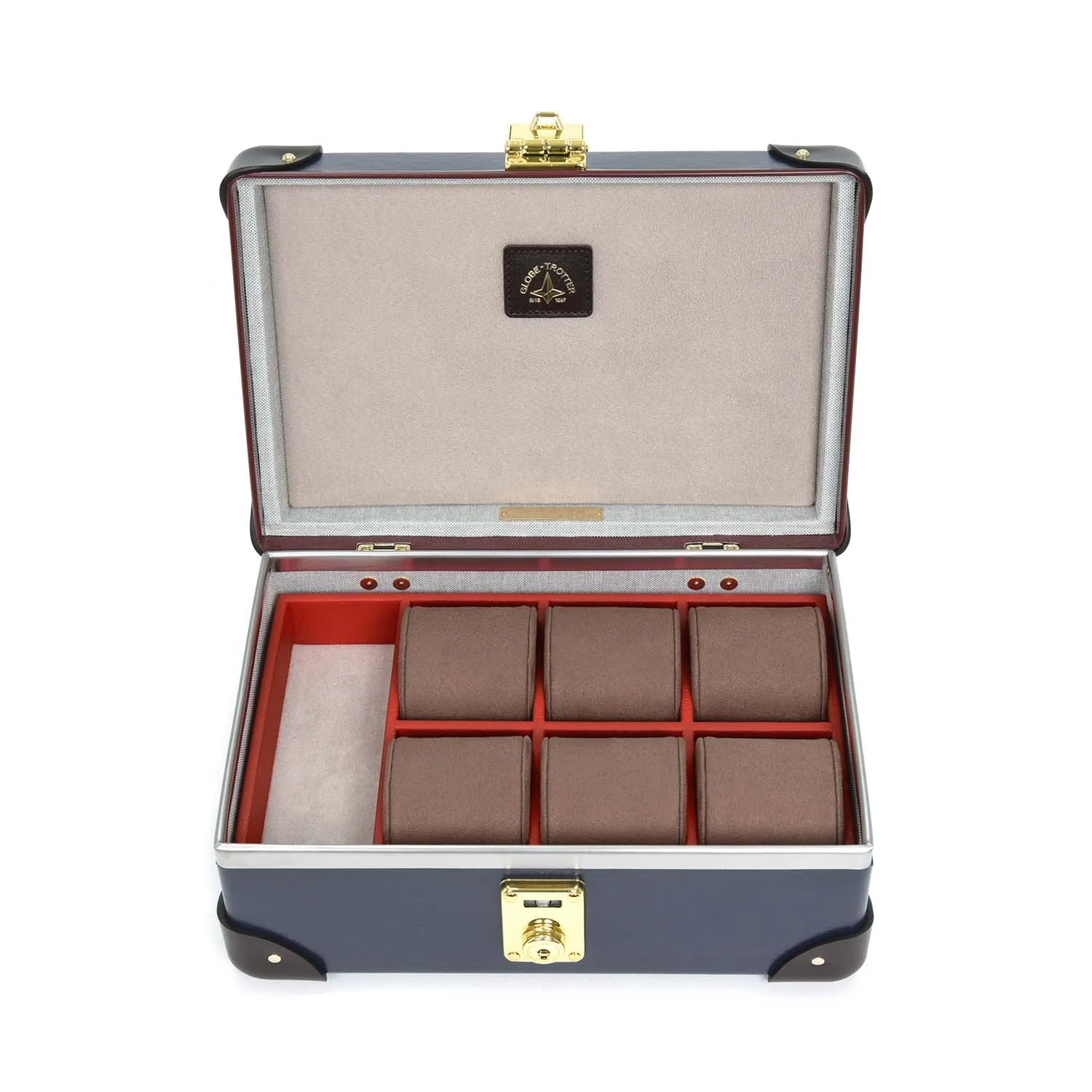 Centenary · 6-Slot Watch Case | Navy/Cocoa