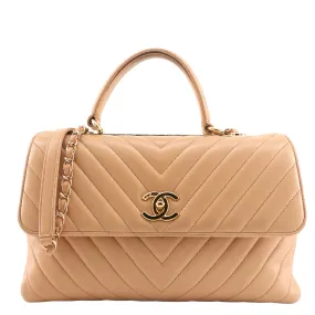 CHANEL Trendy CC Chevron Medium Top Handle Leather Bag
