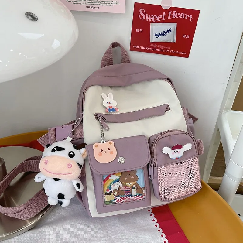 Christmas Gift Cute small girls backpack Fashion candy colored young girl outing backpack Contrasting color design mini student schoolbag 2021