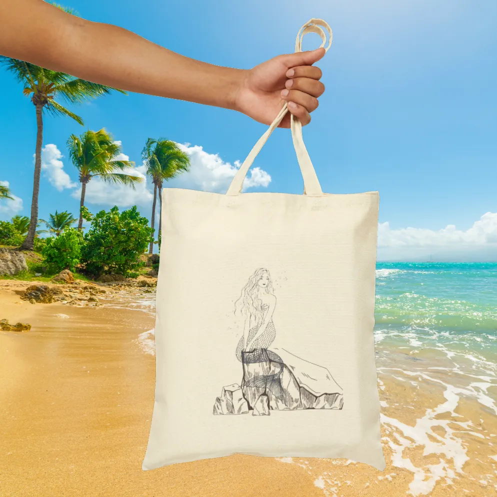 Cotton "Love Mermaid" Canvas Tote Bag. Tote Bag. Reusable Bag, Everyday Use, Mermaid, Birthday Gift, Grocery Bag, Valentines Day