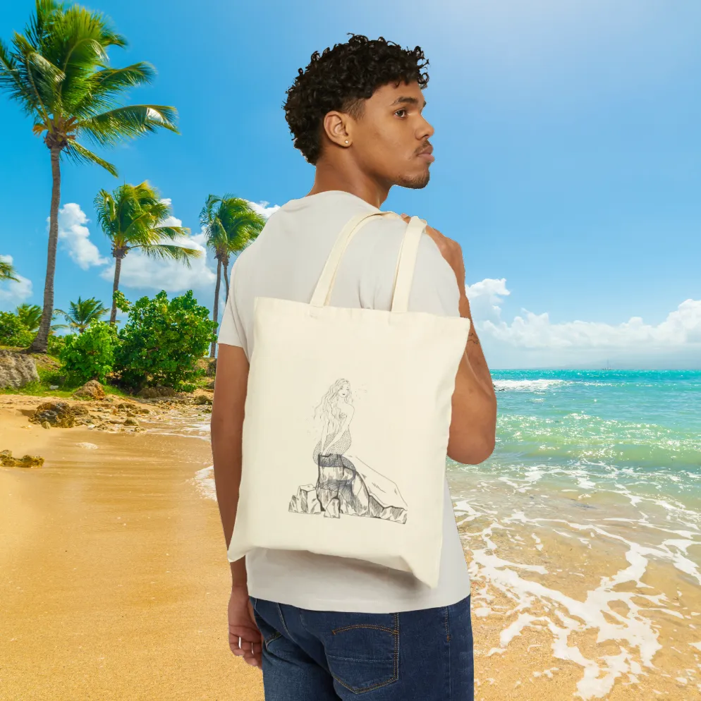 Cotton "Love Mermaid" Canvas Tote Bag. Tote Bag. Reusable Bag, Everyday Use, Mermaid, Birthday Gift, Grocery Bag, Valentines Day