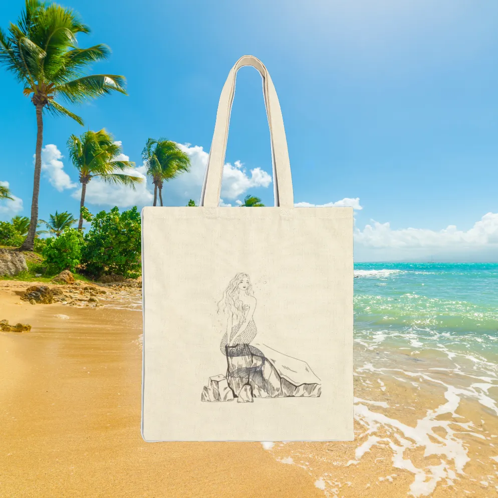 Cotton "Love Mermaid" Canvas Tote Bag. Tote Bag. Reusable Bag, Everyday Use, Mermaid, Birthday Gift, Grocery Bag, Valentines Day