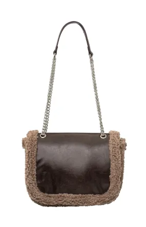 Crossbody bag with teddy details and chain strap