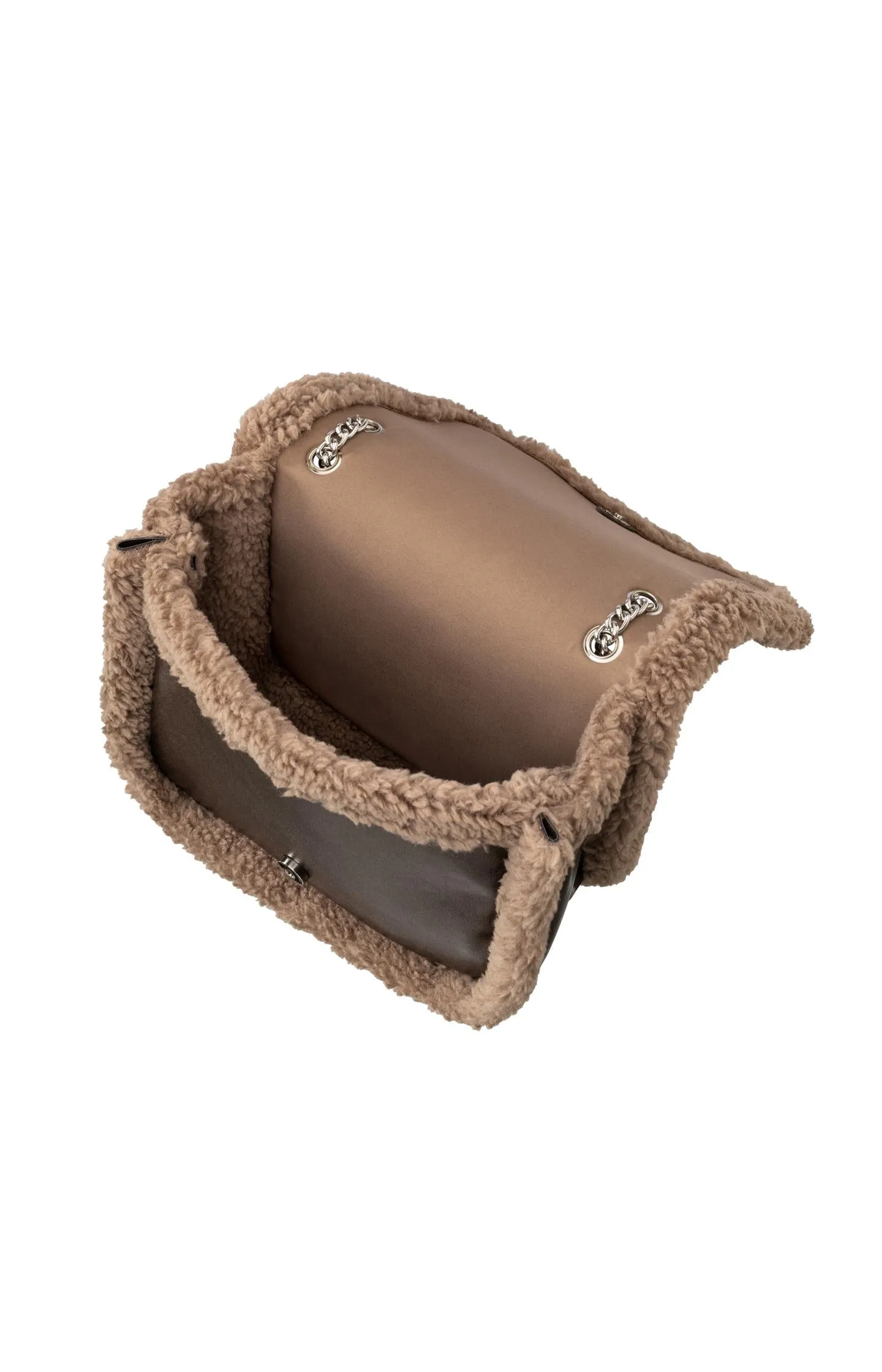 Crossbody bag with teddy details and chain strap