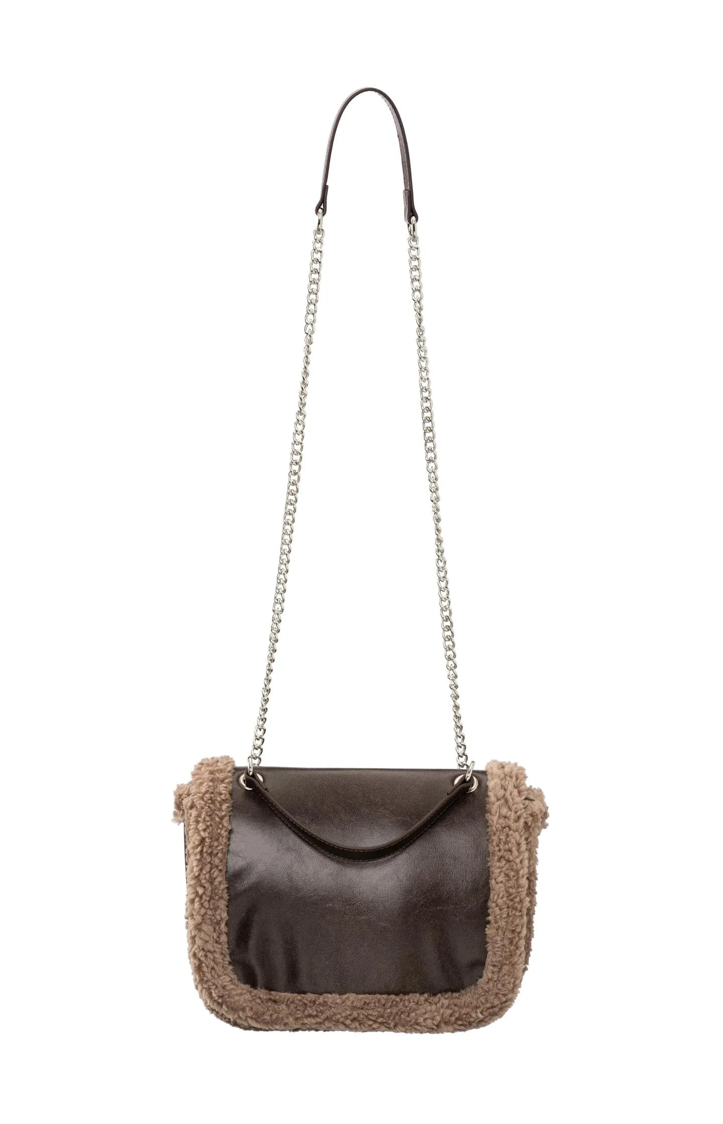 Crossbody bag with teddy details and chain strap