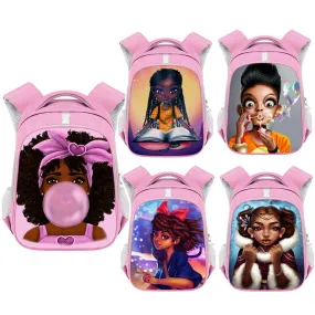 Cute Afro Black Girl with Crown Backpack