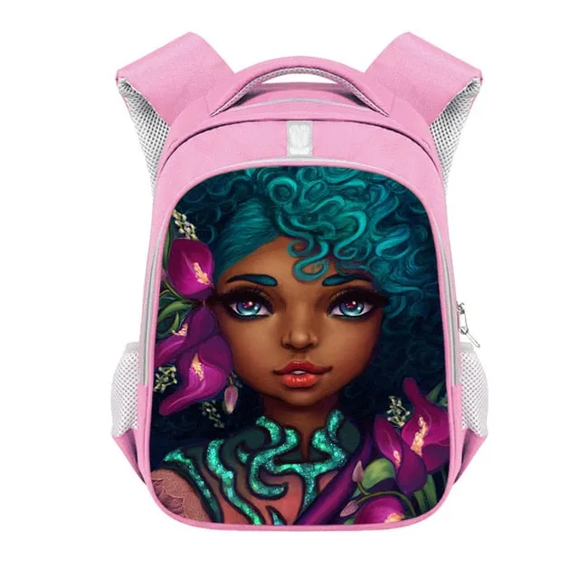 Cute Afro Black Girl with Crown Backpack