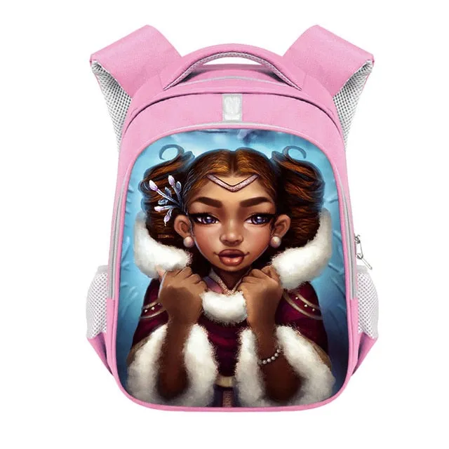 Cute Afro Black Girl with Crown Backpack