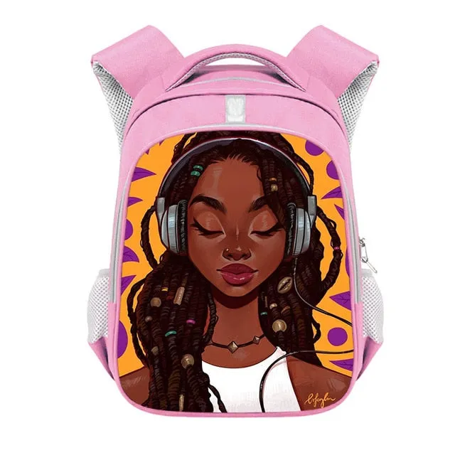 Cute Afro Black Girl with Crown Backpack