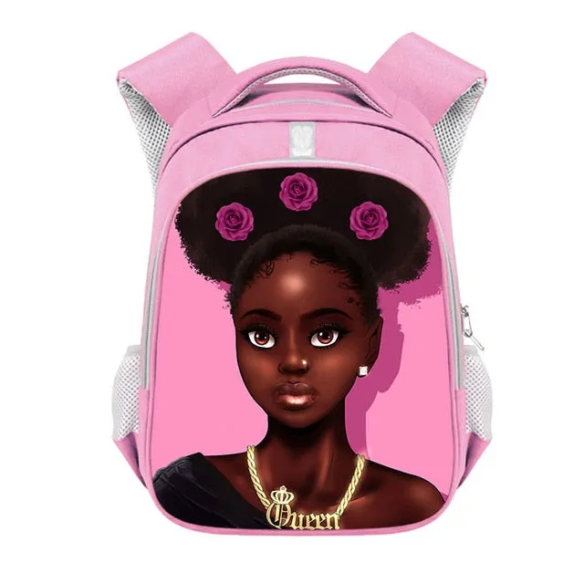 Cute Afro Black Girl with Crown Backpack