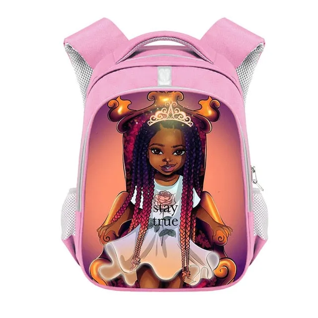 Cute Afro Black Girl with Crown Backpack