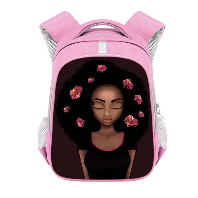 Cute Afro Black Girl with Crown Backpack