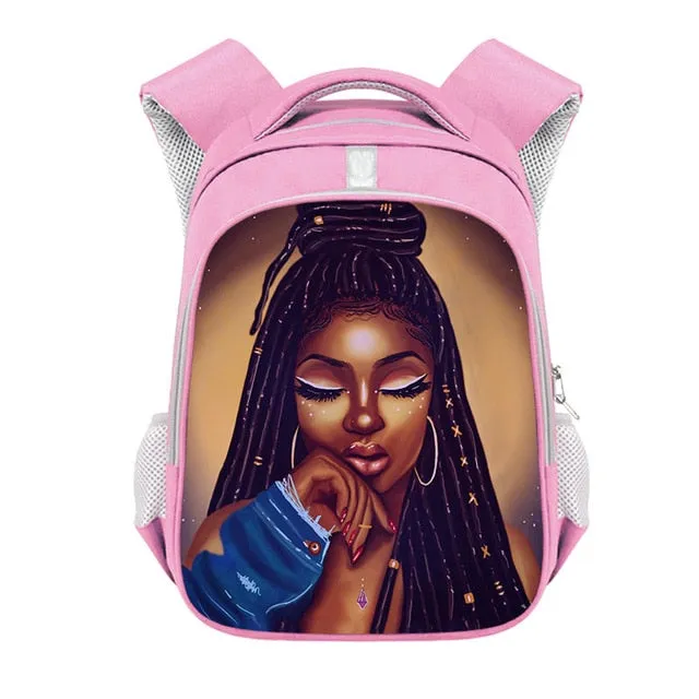 Cute Afro Black Girl with Crown Backpack