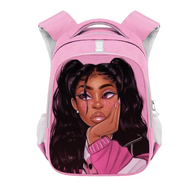 Cute Afro Black Girl with Crown Backpack